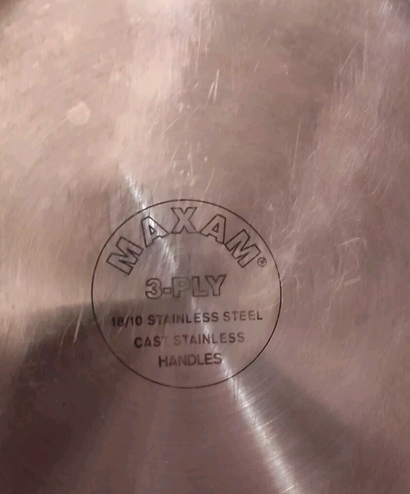 Maxam Cast Stainless 3 Ply 10″ Skillet Saute pan & Lid USA Stainless Handles