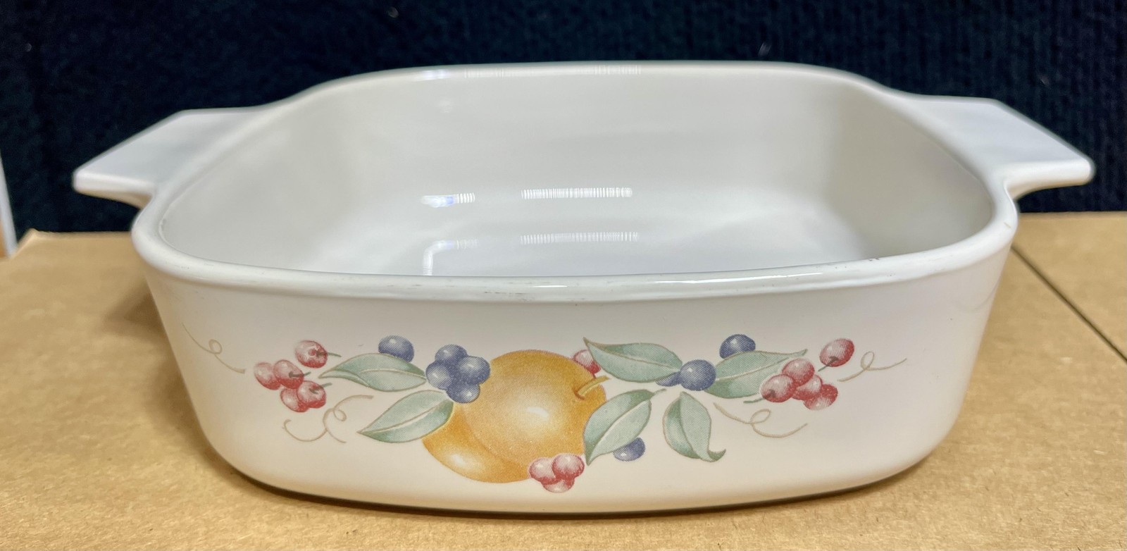 Corning Ware A-1-B Casserole Dish 1 Liter Abundance Fruit Pattern Square Baking