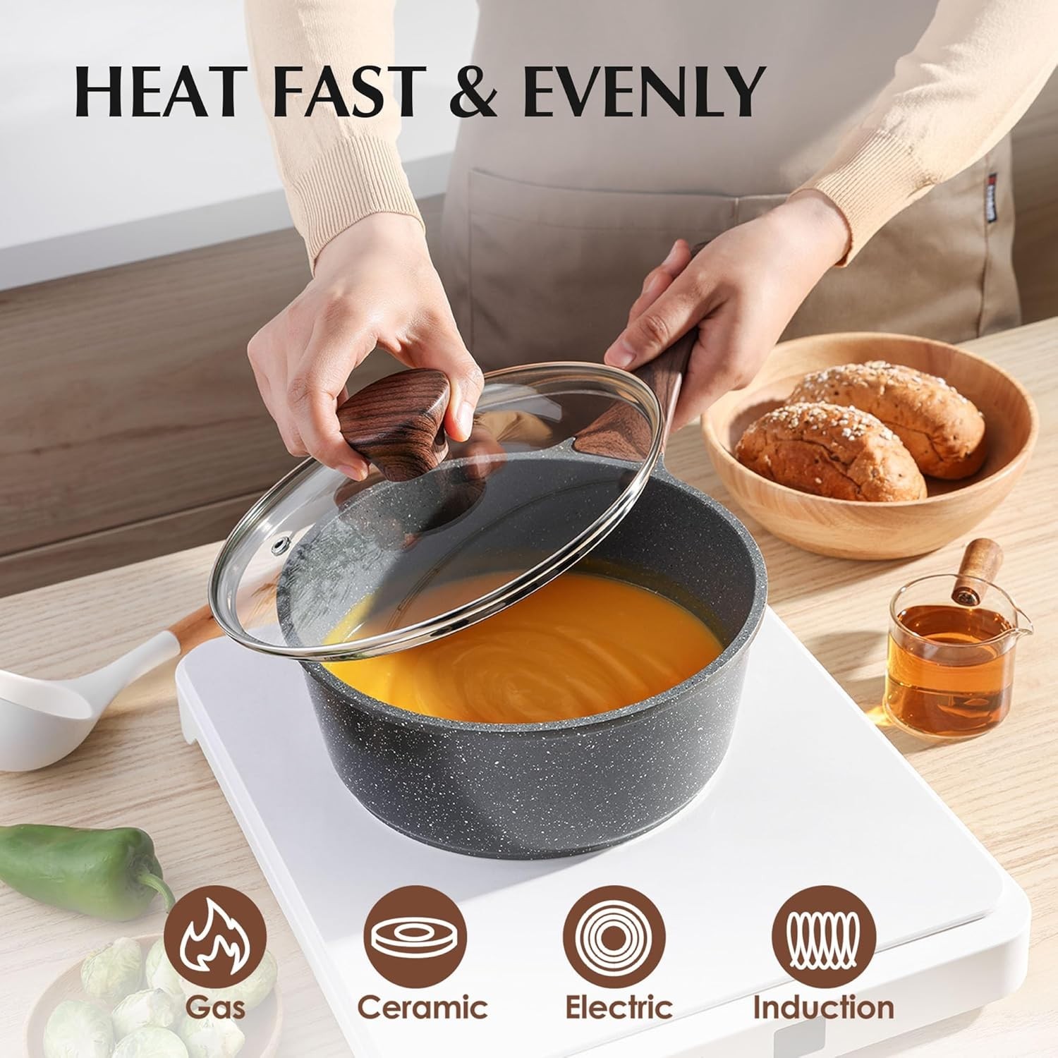 Sensarte 13-Piece Nonstick Cookware Set with Swiss Granite Coating & Eco-Frie…