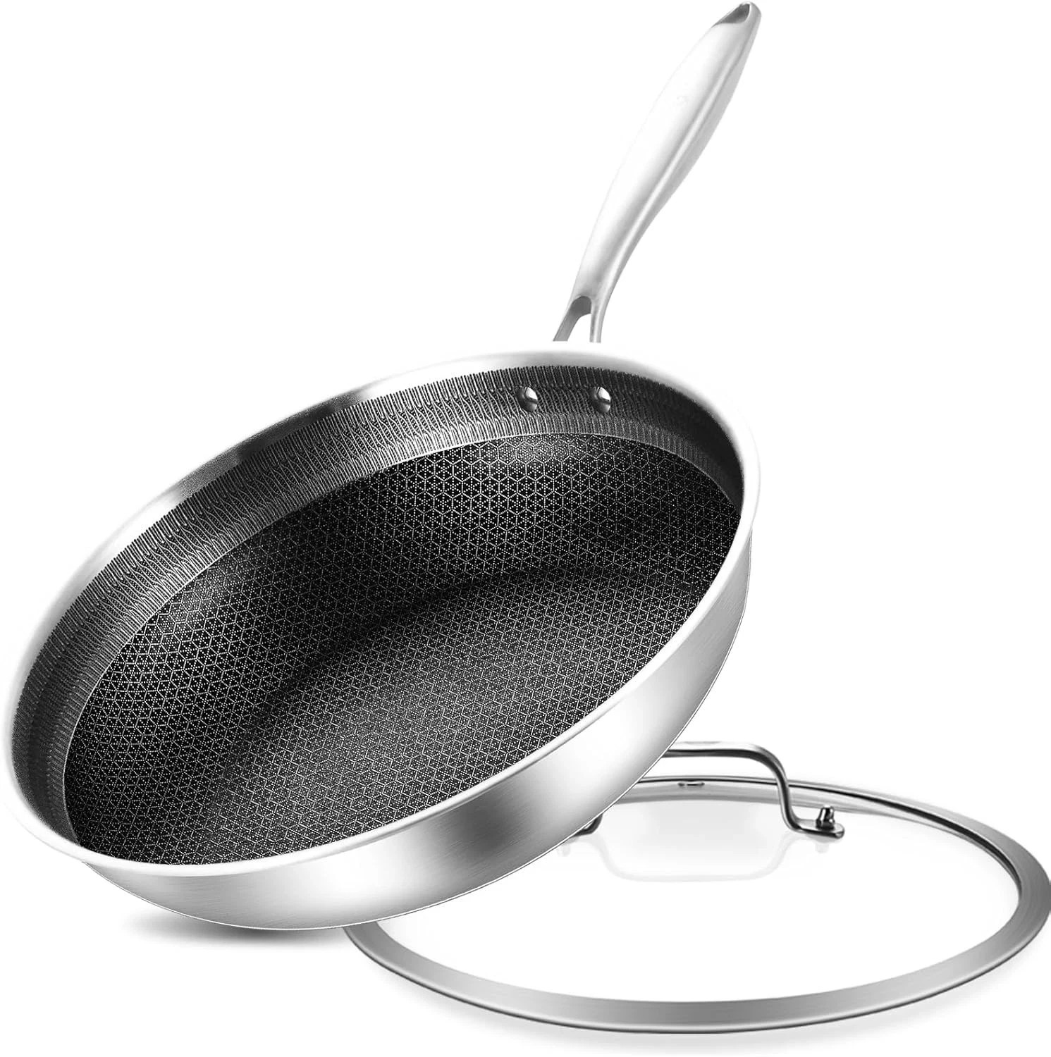 10 Inch Hybrid Tri-Ply Stainless Steel Sauté 10-Inch with Lid, Silver