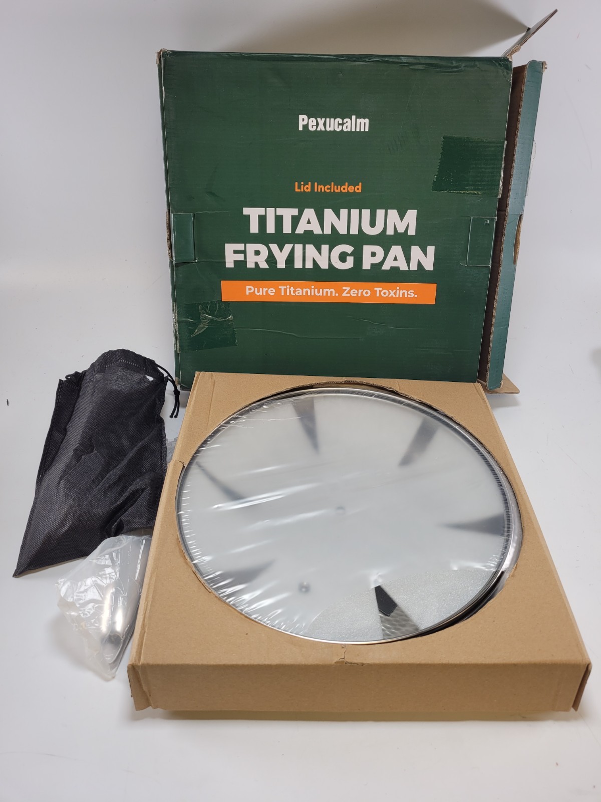 Pexucalm 12″ Titanium Frying Pan Skillet Lid Uncoated Hammered Nonstick Gas