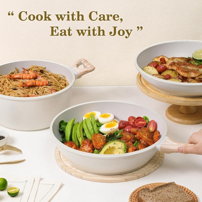 Nonstick Cookware Set Die-Cast Aluminum Kitchen Pots Pans Easy Clean Cooking New