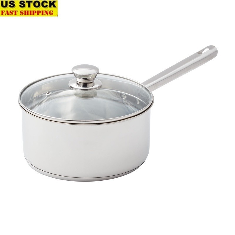 Induction Compatible Stainless Steel 3qt Saucepan W/ Straining Lid Cooking Pot