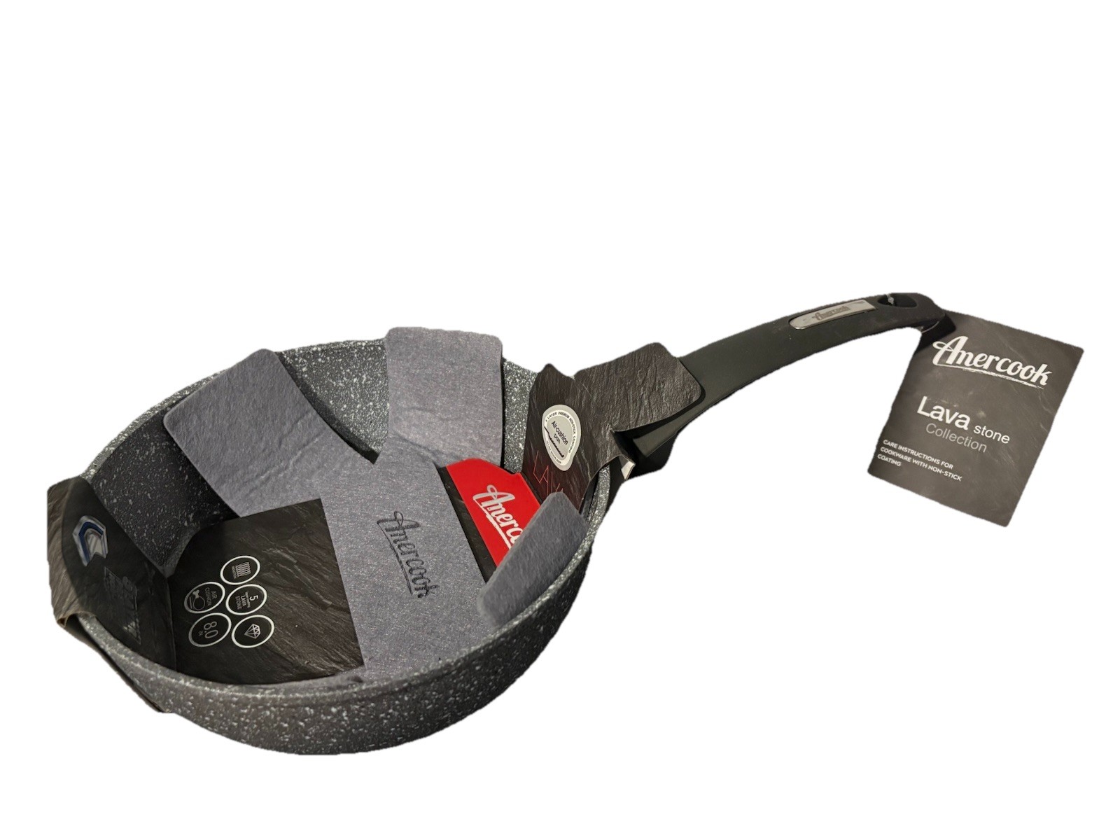 Amercook Lava Stone Collection 8″ Deep Fry Pan Gray
