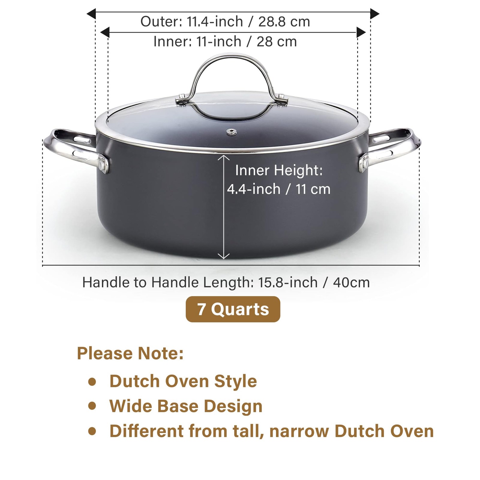 Cooks Standard Stock Pot Dutch Oven Casserole with Glass Lid, 7-Quart Classic Ha