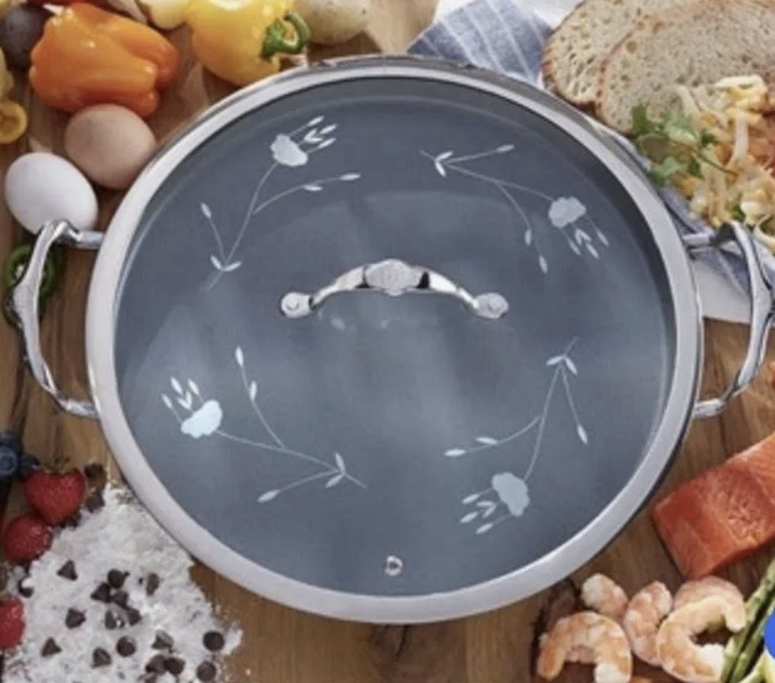 Princess House Round Non-Stick Griddle Pan with Glass Lid & Long Handle