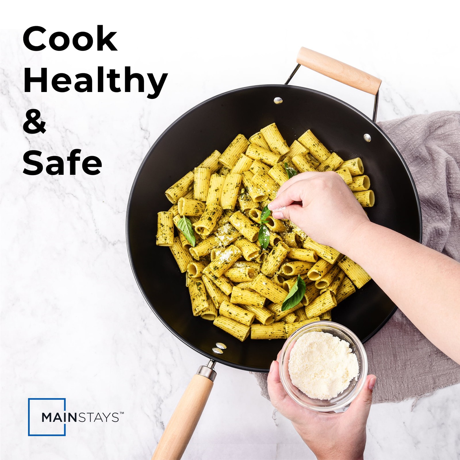 Easy Clean, Hand Wash Recommended Carbon Steel, Non-Stick, NS Wok