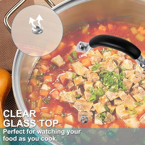 12 Inch Pan Lid – Glass Lid with Stainless Steel Handle for Frying Pan and Pots