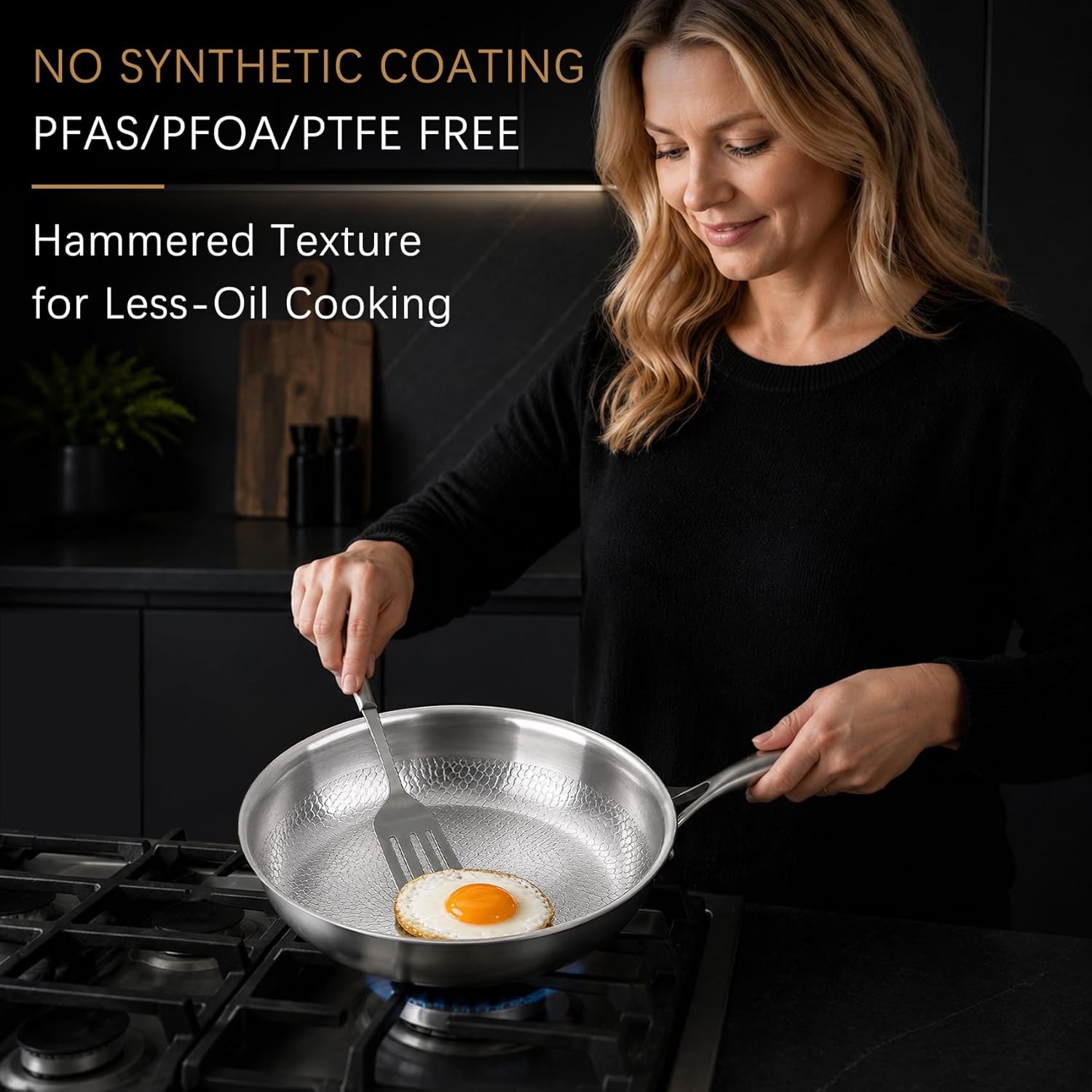 NEW Titanium Hammered Nonstick Fry Pan Ultra Durable Scratch Resistant Cookware
