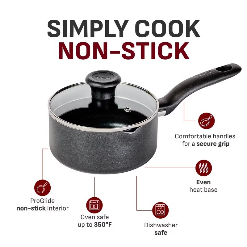Simply Cook 1.5qt Nonstick Sauce Pan with Lid