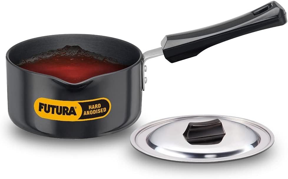 Futura Hard Anodised Sauce Pan 1.0 Litre with Steel Lid and Pouring Spout