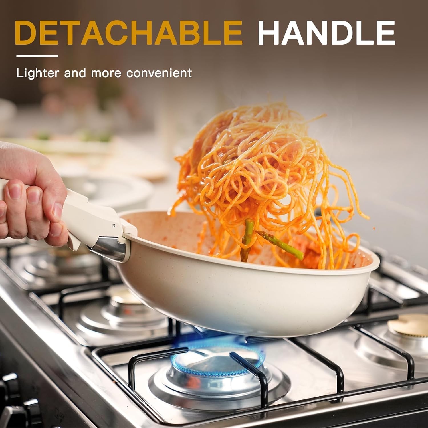 Cookware Set Non Stick Ceramic With Removable Handles Oven Safe Induction Ready