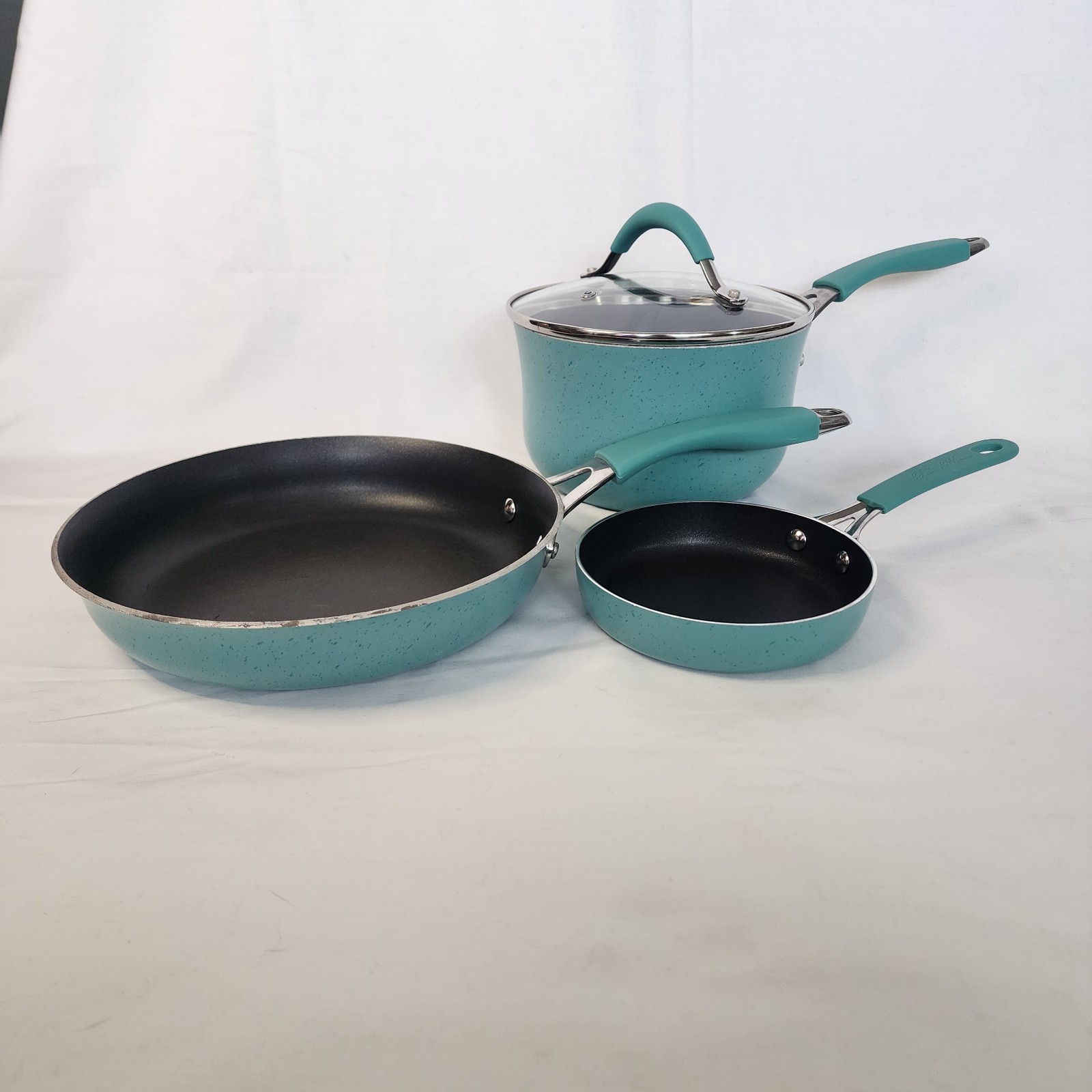 Pioneer Woman KEEPSAKE TEAL Speckled Enamel Aluminum Cookware Set