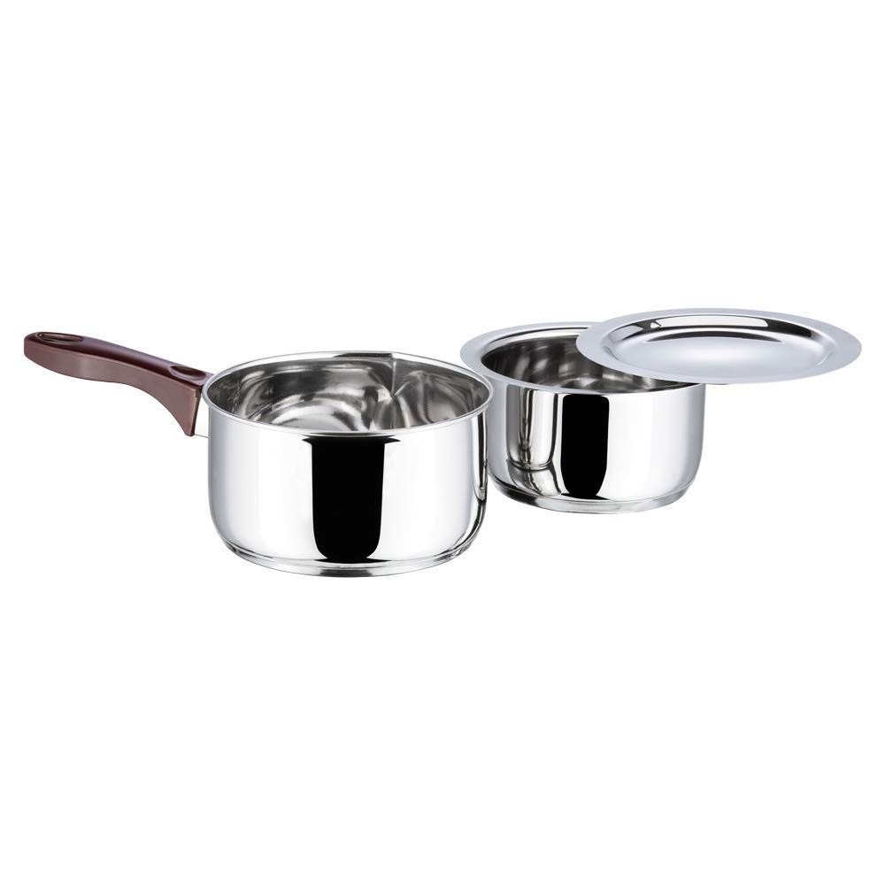 Stainless Steel Regular Saucepan 1.8L & Capsule Bottom Tope 1L with Lid