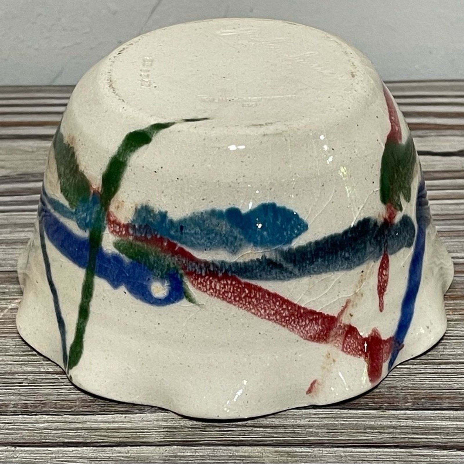 John Garrou Pottery Apple Baker Bowl Hand Crafted Ceramic Paint Splatter Recipe