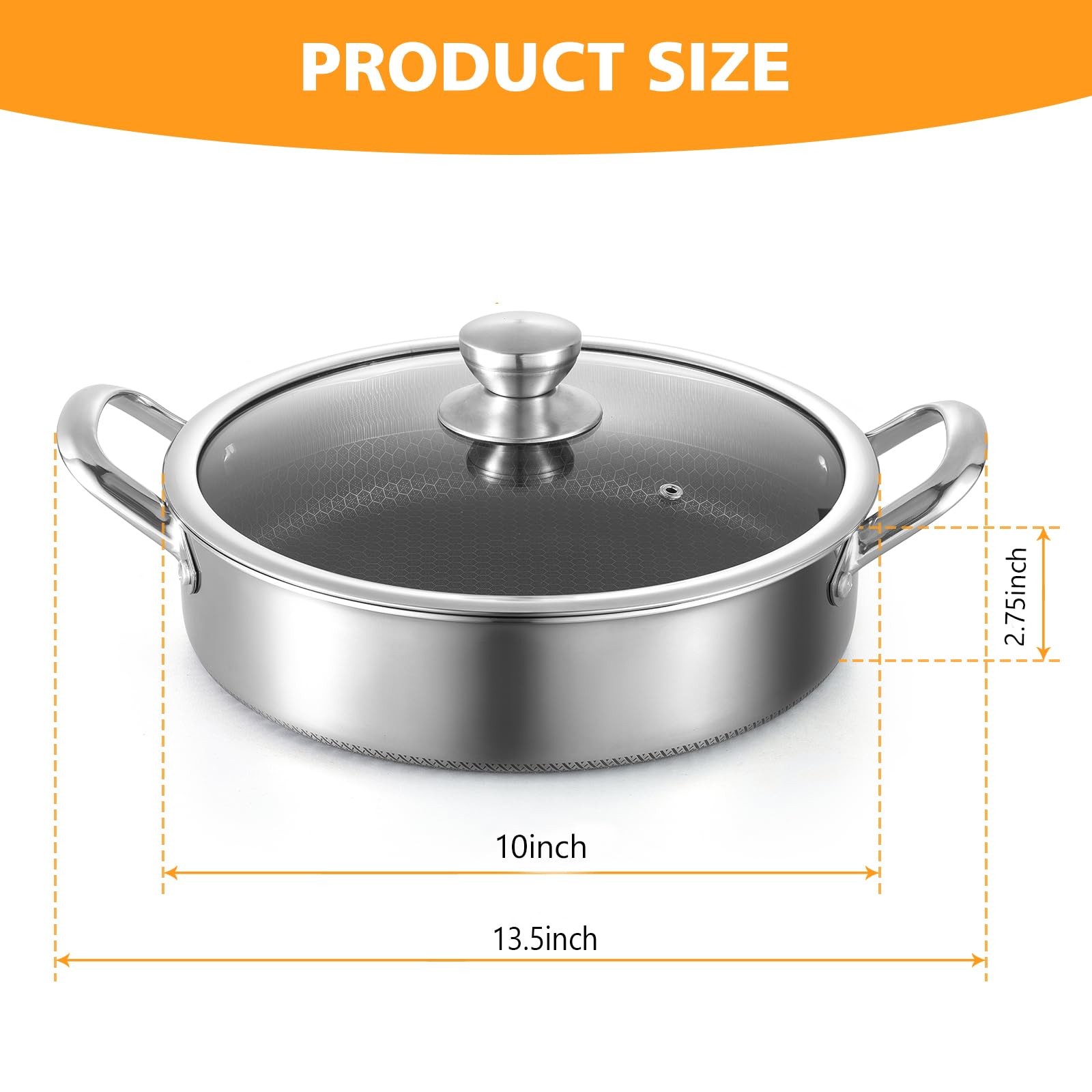 Saute Pan,10 Inch Nonstick Deep Frying Pan,316L Stainless Steel Sauté Pan wit…