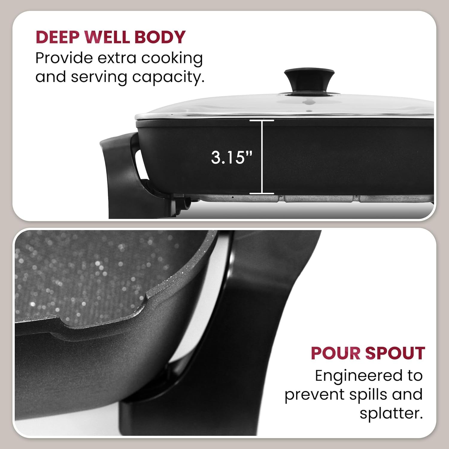 EG-6203# Extra Deep 16″x13″x3.2″ (10.5Qt.) Scratch Resistant, Easy Pour Spout…