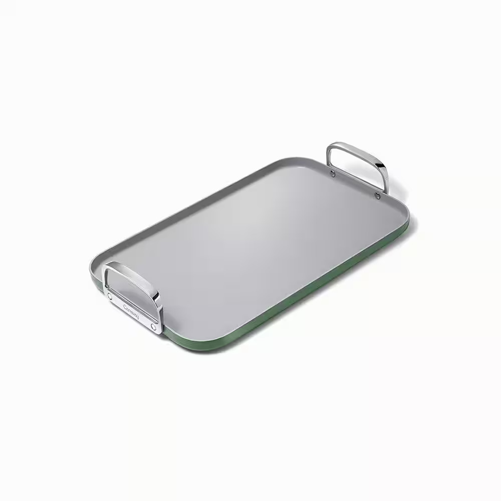 Square 11.5 In. Ceramic Nonstick Double Burner Skillet in Sage Free Shipping New