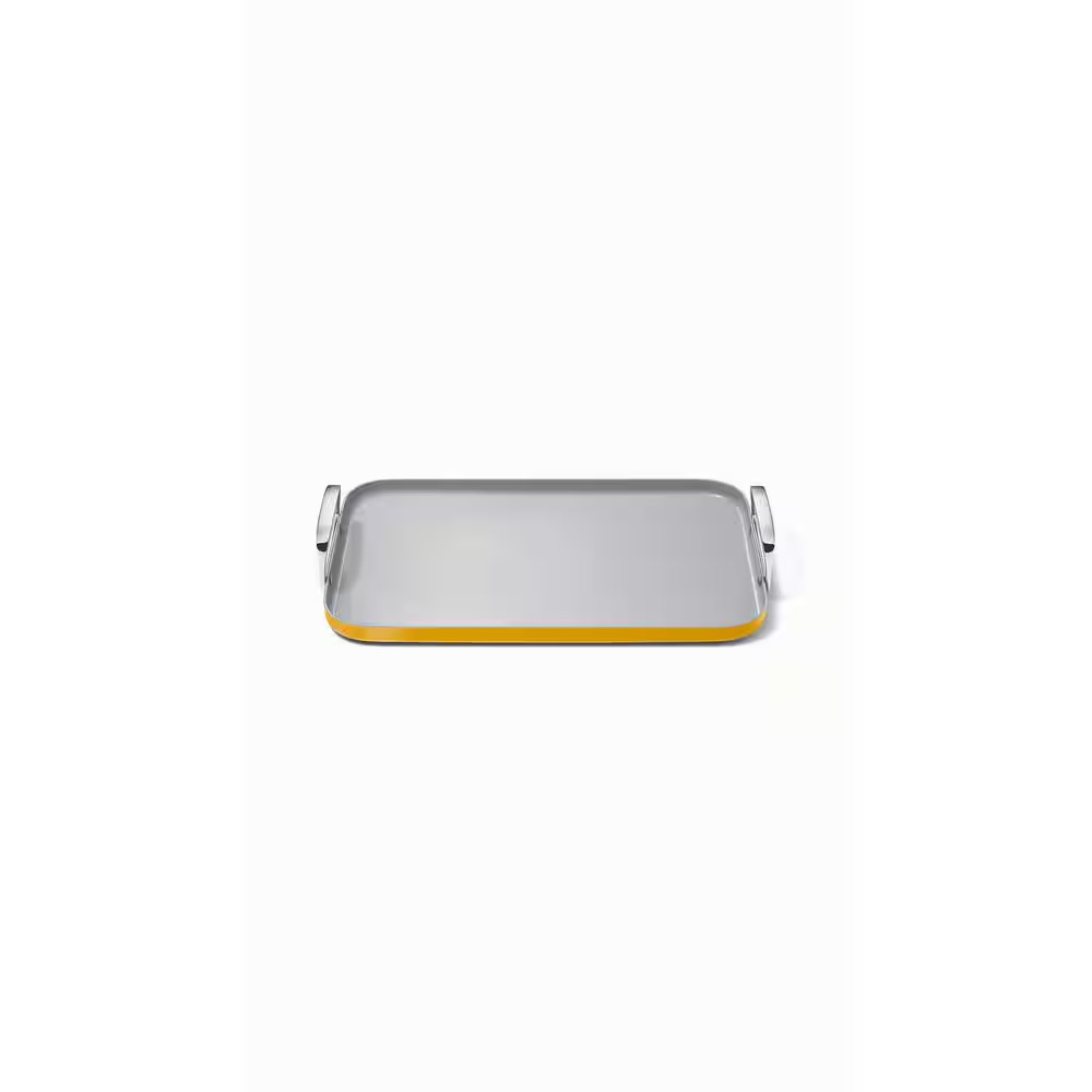 Square 11.5 In. Ceramic Nonstick Double Burner Skillet in Marigold Free Shipping