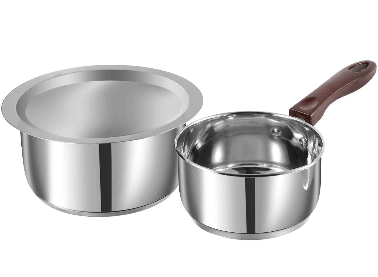 Stainless Steel Regular Saucepan 1.8L & Capsule Bottom Tope 1L with Lid