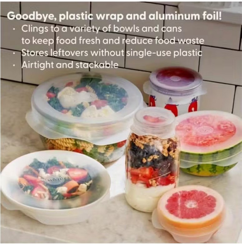 Best W&P Reusable Silicone Stretch Lid Set of 6 Circular Lids, Dishwasher Safe