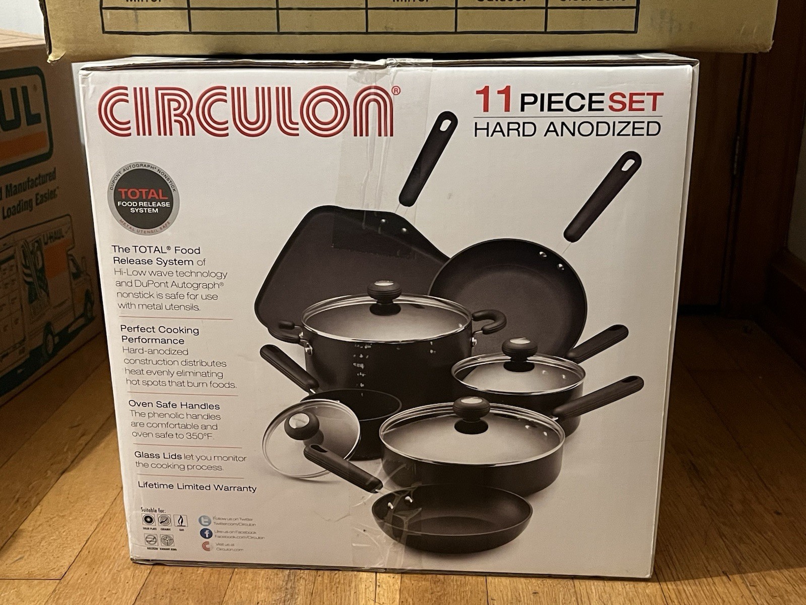 CIRCULON 11 PC HARD ANODIZED TOTAL FOOD RELEASE SYSTEM COOKWARE SET #83329 NIB