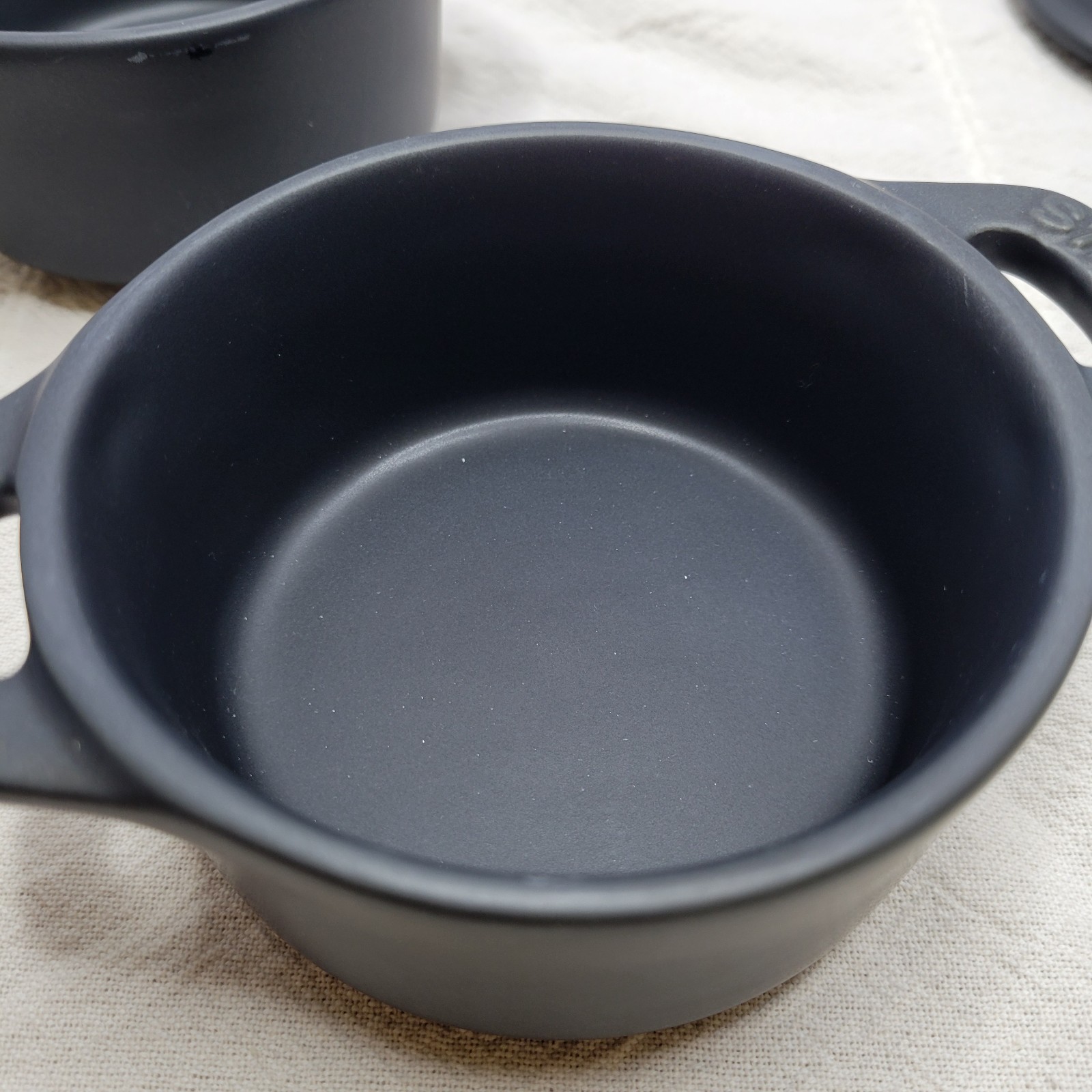 Staub Mini Round Cocotte Set of 3 Ceramic Round Black Matte Casserole 0.25 qt