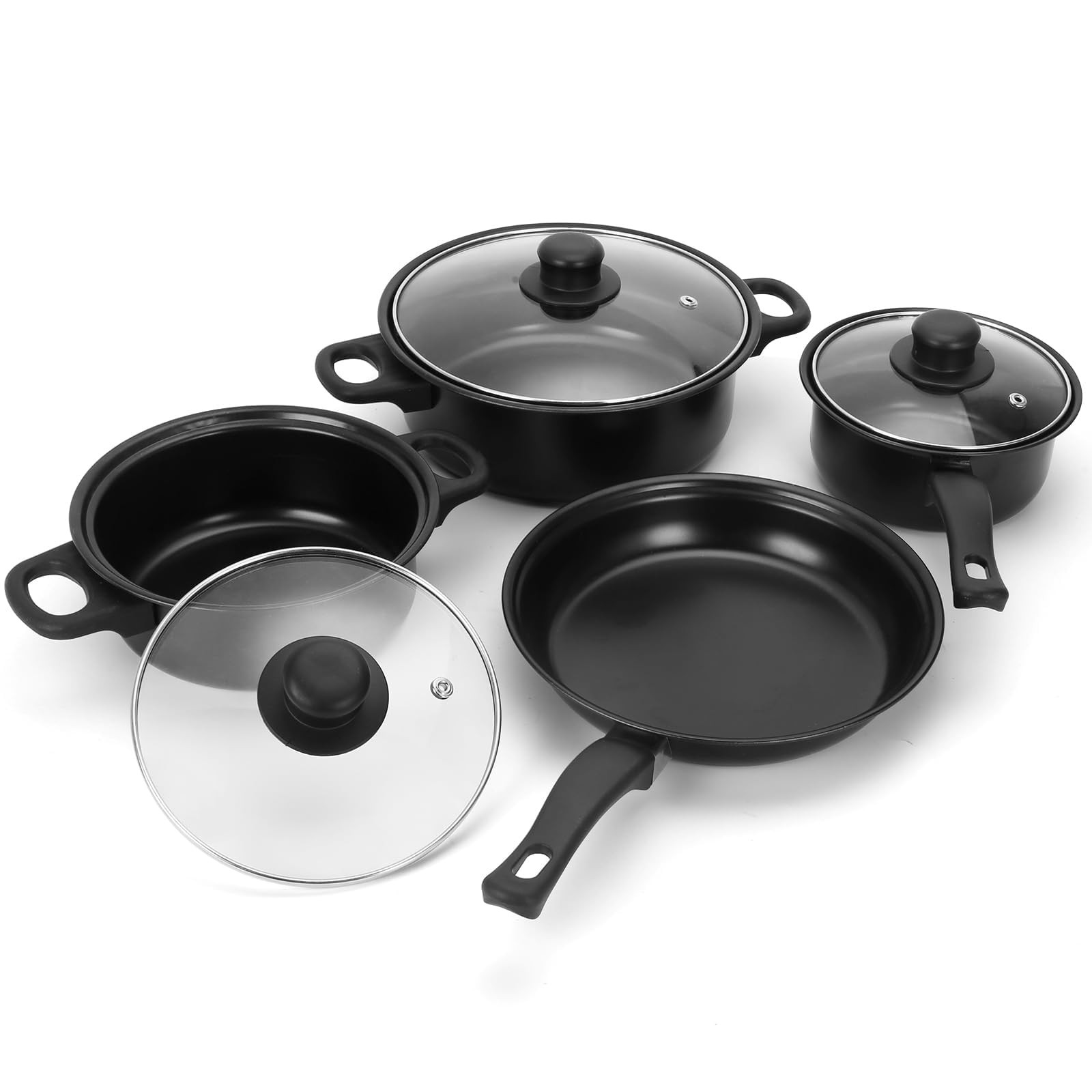 13 Piece Non-Stick Cookware Set, Portable Lightweight Cast Iron Pots and Pans…
