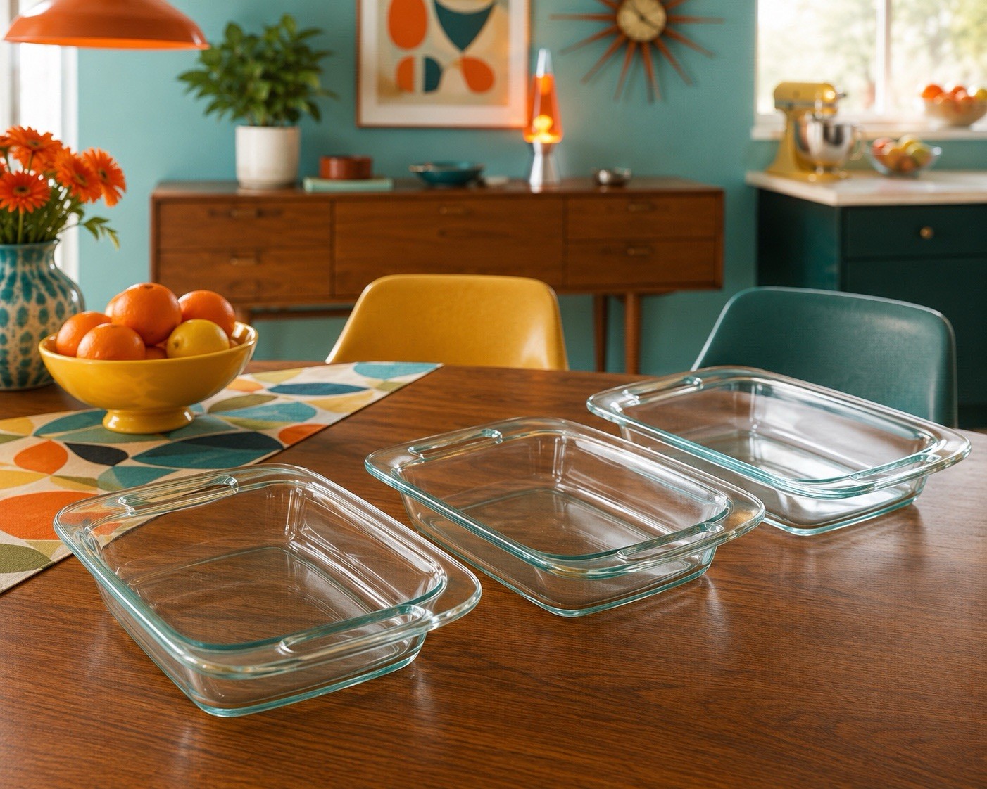 Pyrex Glass Open Handle Cooking Ware Estate Lot Of Three Pieces