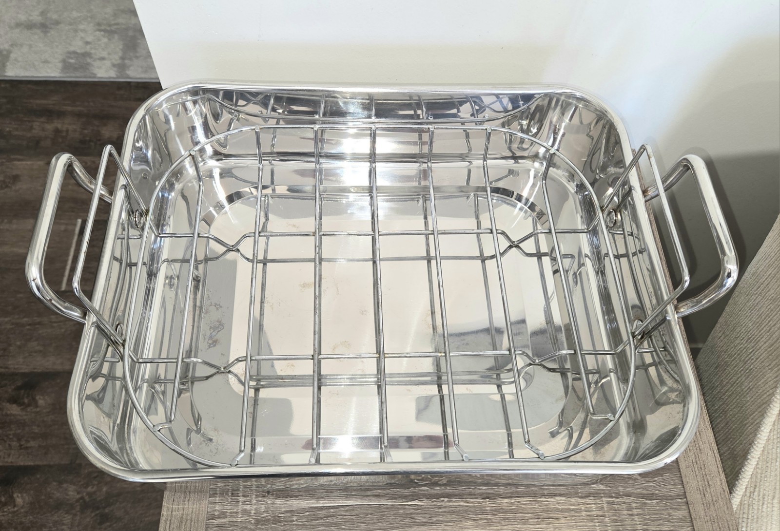 Martha Stewart Stainless Steel Rectangular Roaster w Rack 17.5″ x 12.3″ SEE DESC