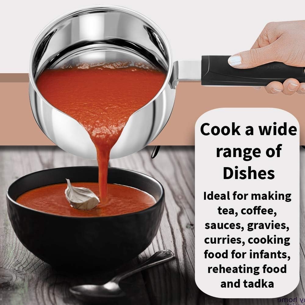 Hawkins Induction Base Stainless Steel Saucepan T Pan with Lid, 1.5 Liter