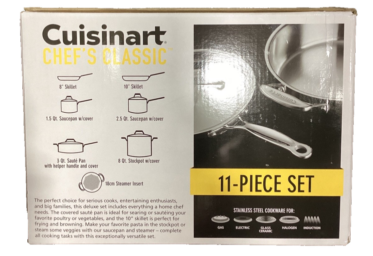 Cuisinart CHEFS CLASSIC Stainless Cookware- 11 pc set FREE SHIPPING!
