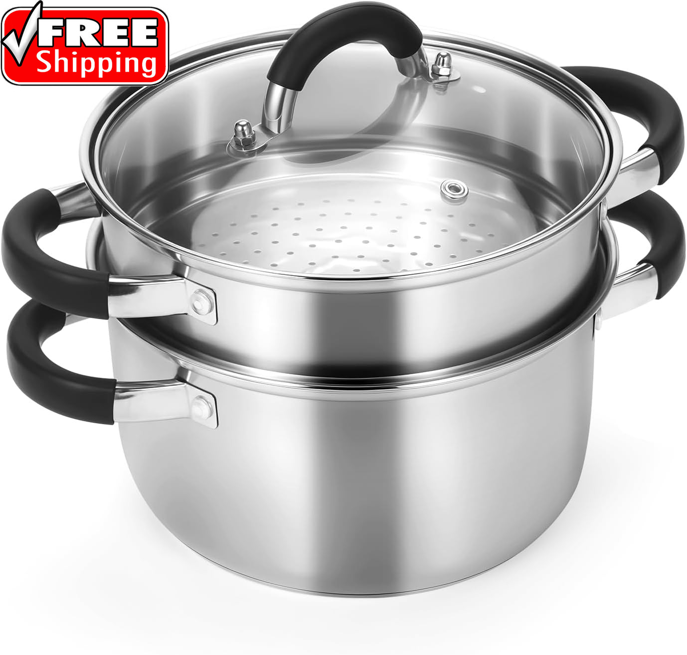 3.2QT Steamer for Cooking – Stainless Steel Steam Pot with Steamer Basket, Cooki
