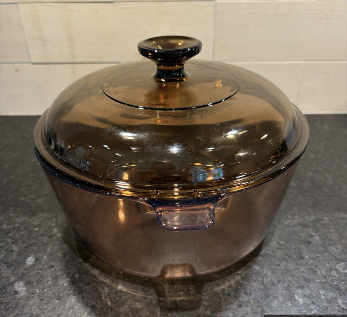 VTG Corning Ware USA Vision Amber Glass-2.5 L Saucepan With Pyrex Lid