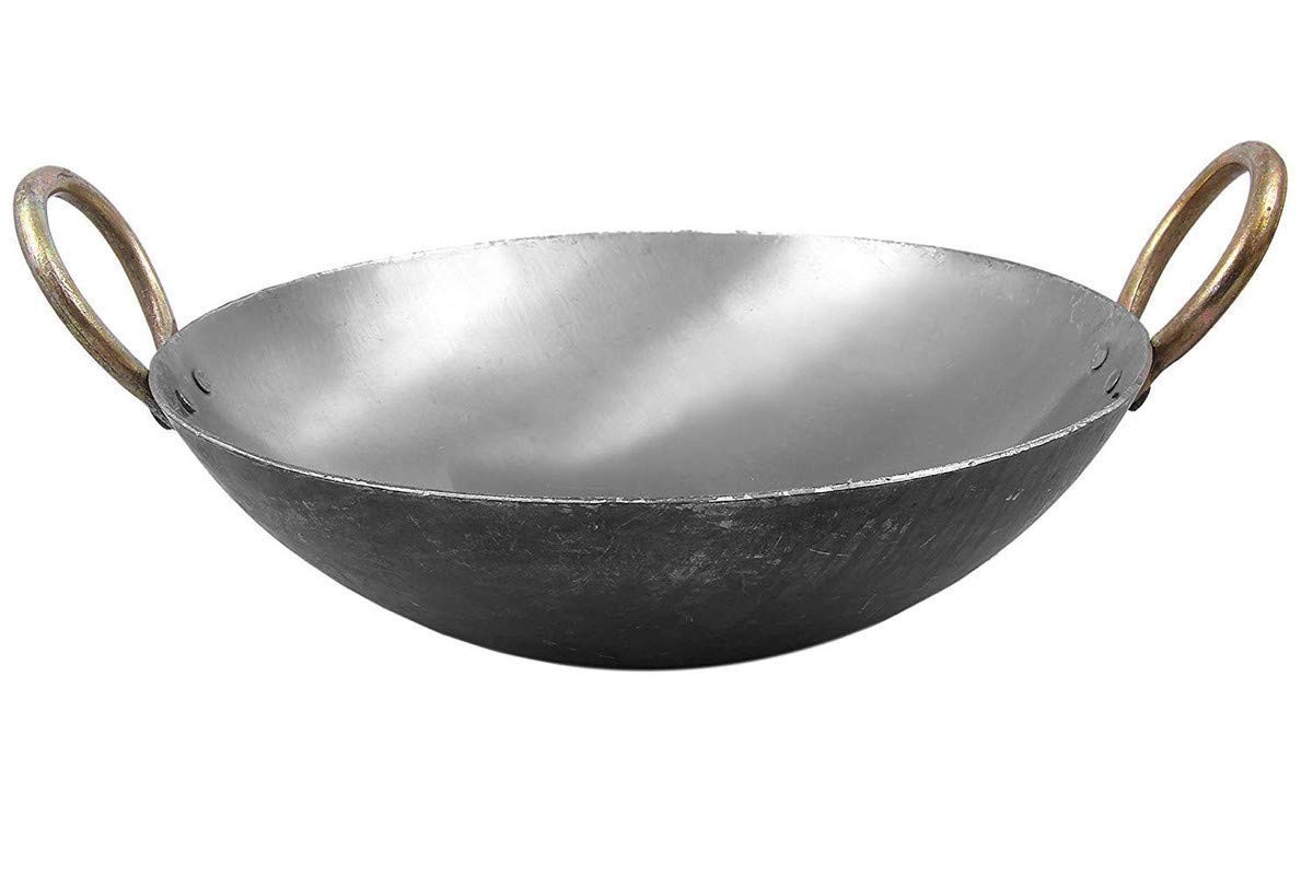Traditional Iron deep Kadai/Frying Pan for Cooking, Iron Fry Kadhai 10 inch