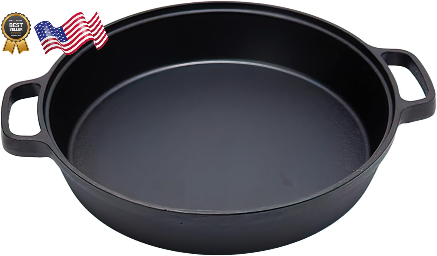 LI-GELISI Deepened flat bottom cast iron frying pan double-handle thickened unco