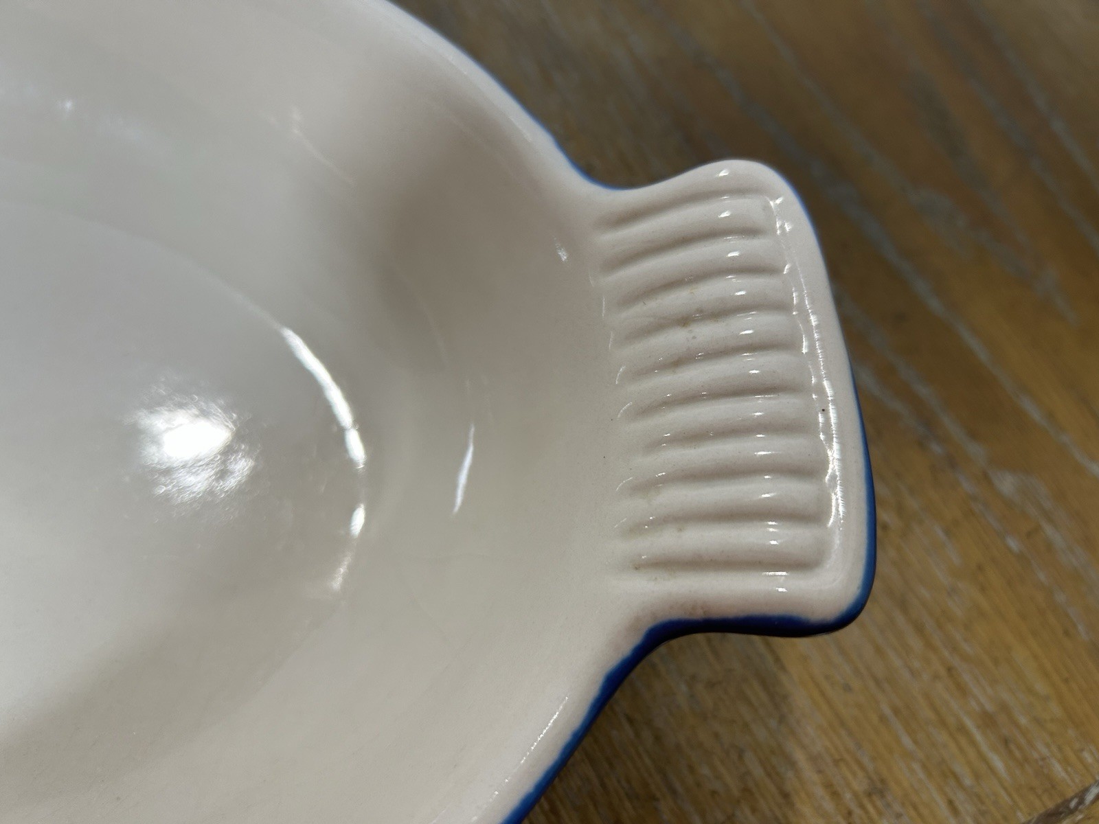 Blue & White Oval Ceramic Casserole Dish 14×8 in, 3 in Tall, Microwaveable