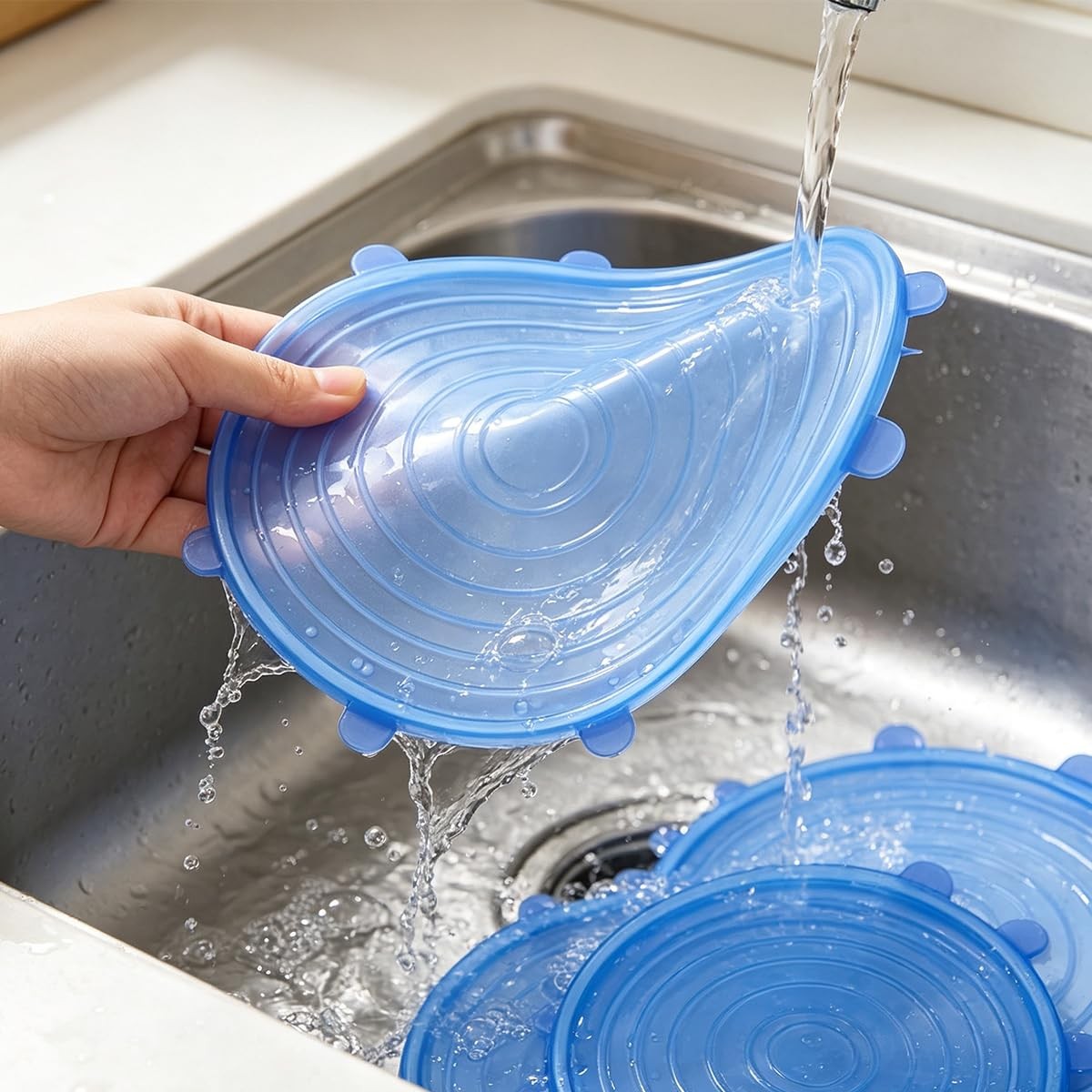 6 pcs Silicone Stretch lids set(6 Sizes,pink)
