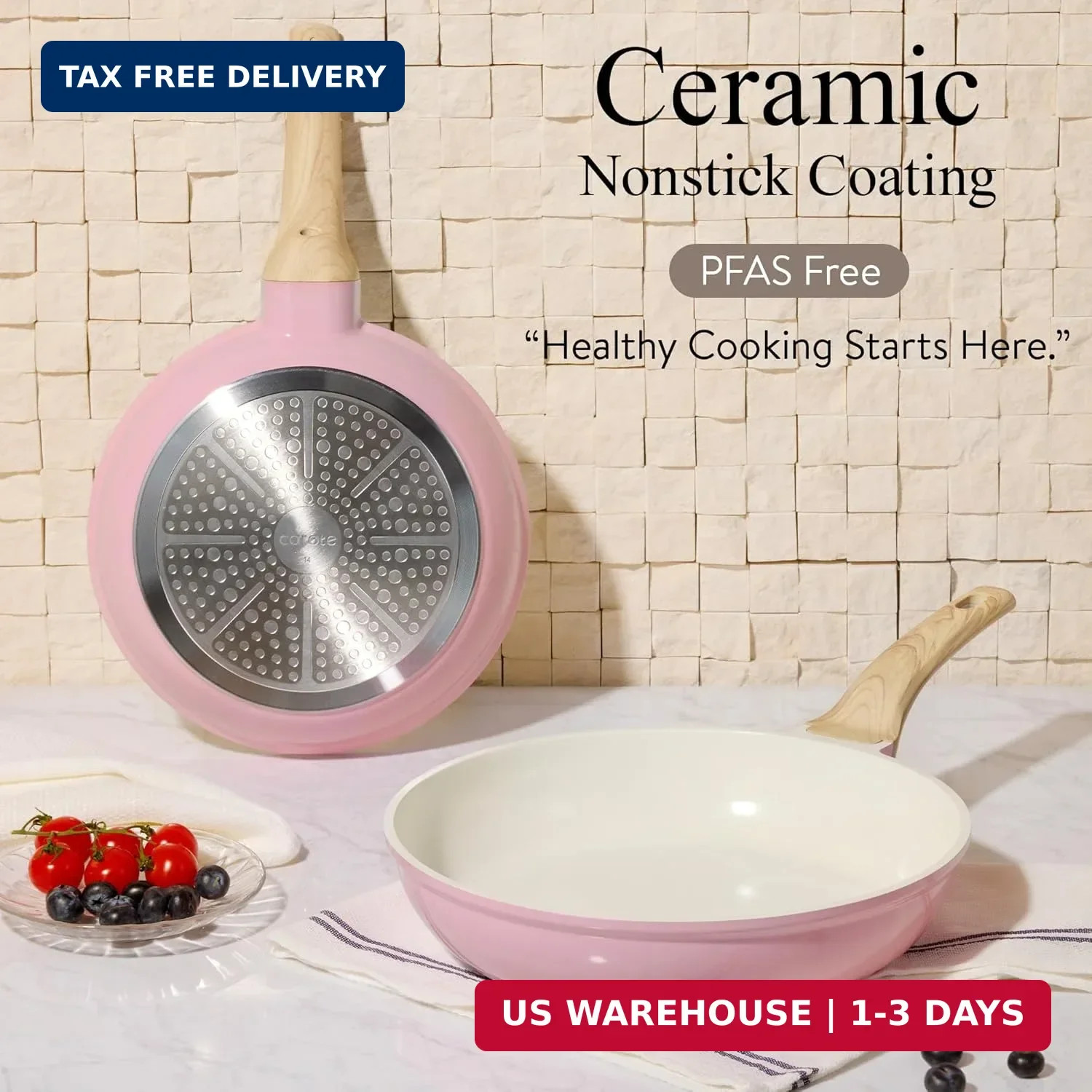 CAROTE 21 PCS Ceramic Cookware Set, Pots and Pans Set Non Stick, Pot and Pan Set