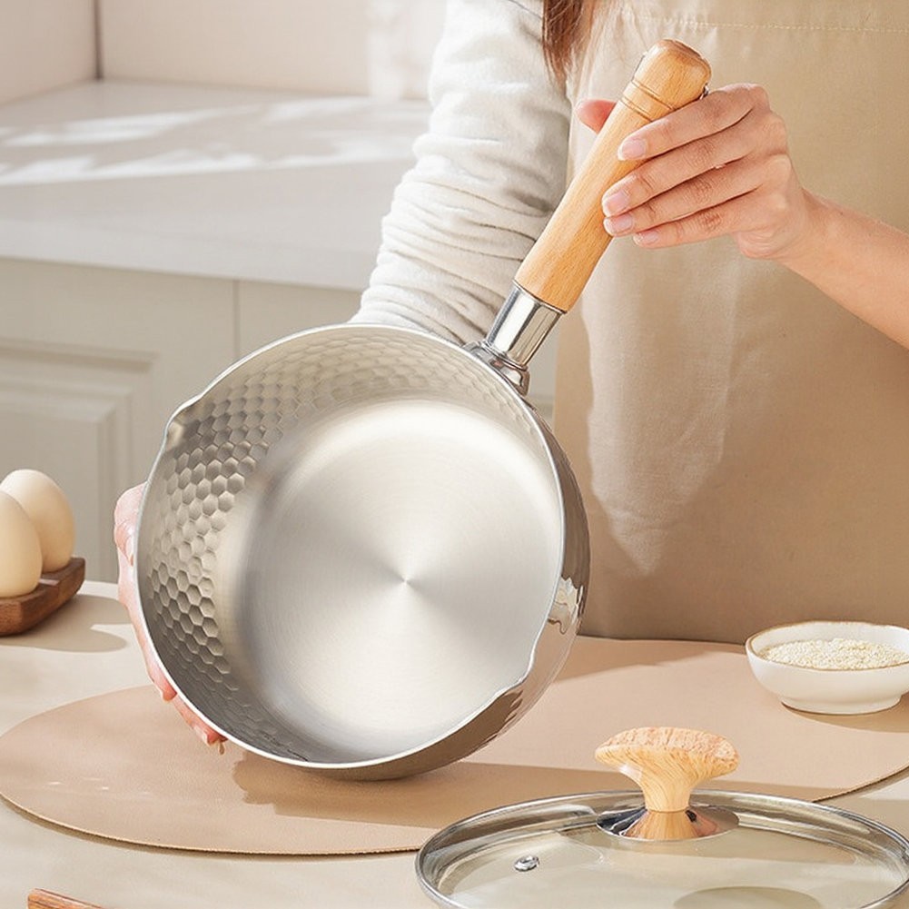 Yukihira Look Stainless Steel Saucepan 34.5CM Quart Size with Lid and Handle