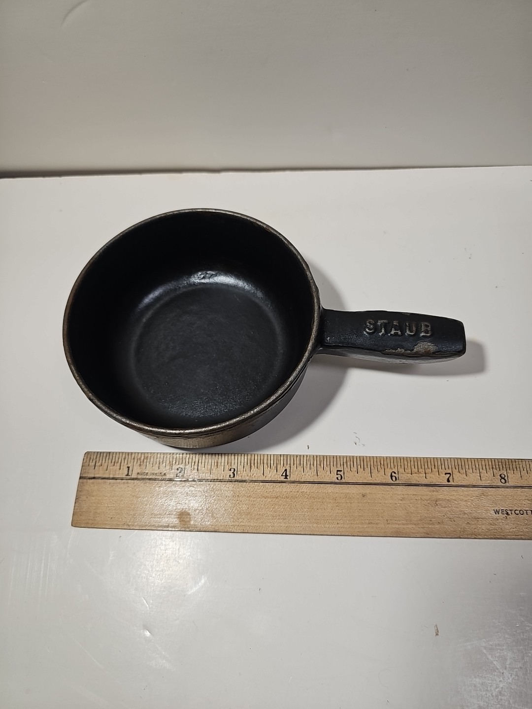 Staub Cast Iron Mini Cheese Fondue Pot-Matte Black 4.5” Diameter – Used