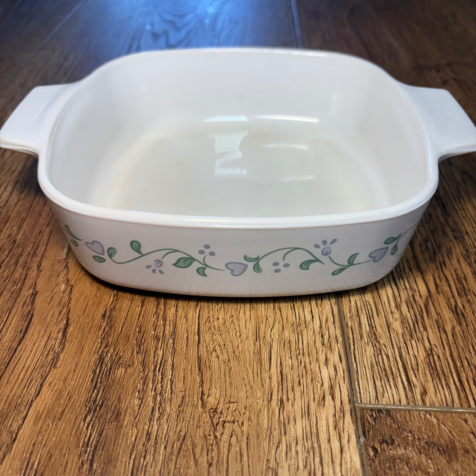 Corning Ware Country Cottage 1L Square Casserole Dish A-1-B White Hearts Vines