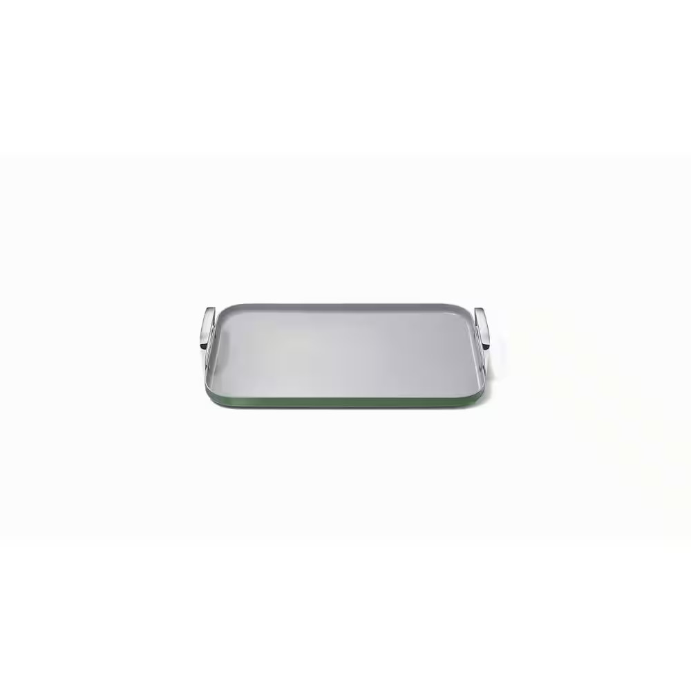 Square 11.5 In. Ceramic Nonstick Double Burner Skillet in Sage Free Shipping New