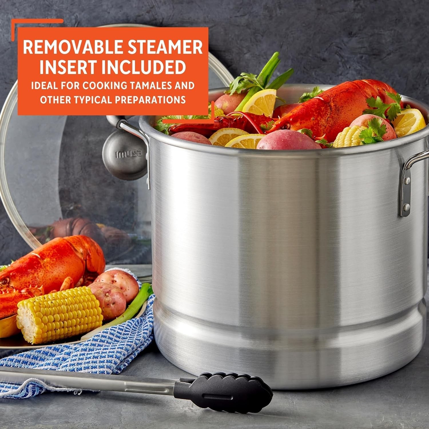 Versatile 20-Quart Steamer with Tempered Glass Lid – Cook Seafood and Vegetables