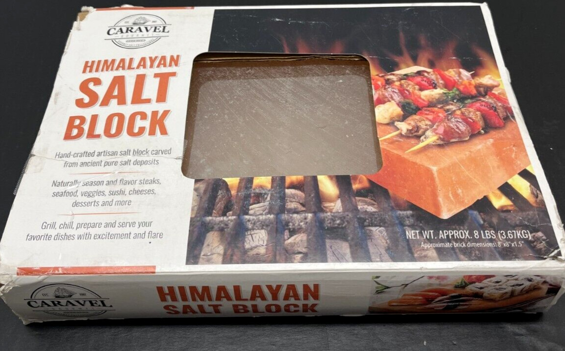 Himalayan Salt Block Grilling Slab – XL Size (8 x 8 x 1.5) by Caravel cooking