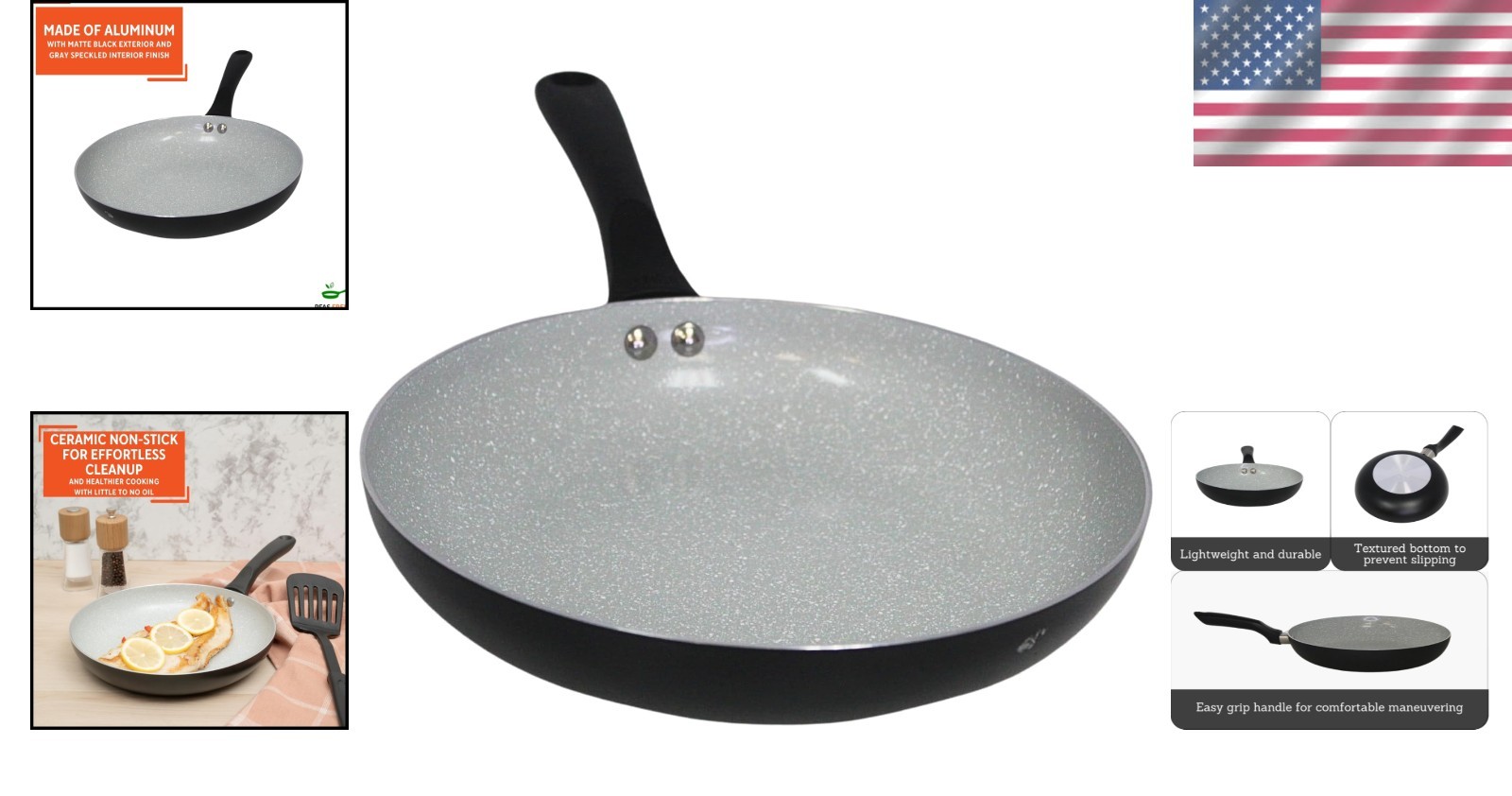 9.5-Inch Premier Ceramic Nonstick Fry Pan with Cool Touch Handle – Matte Black