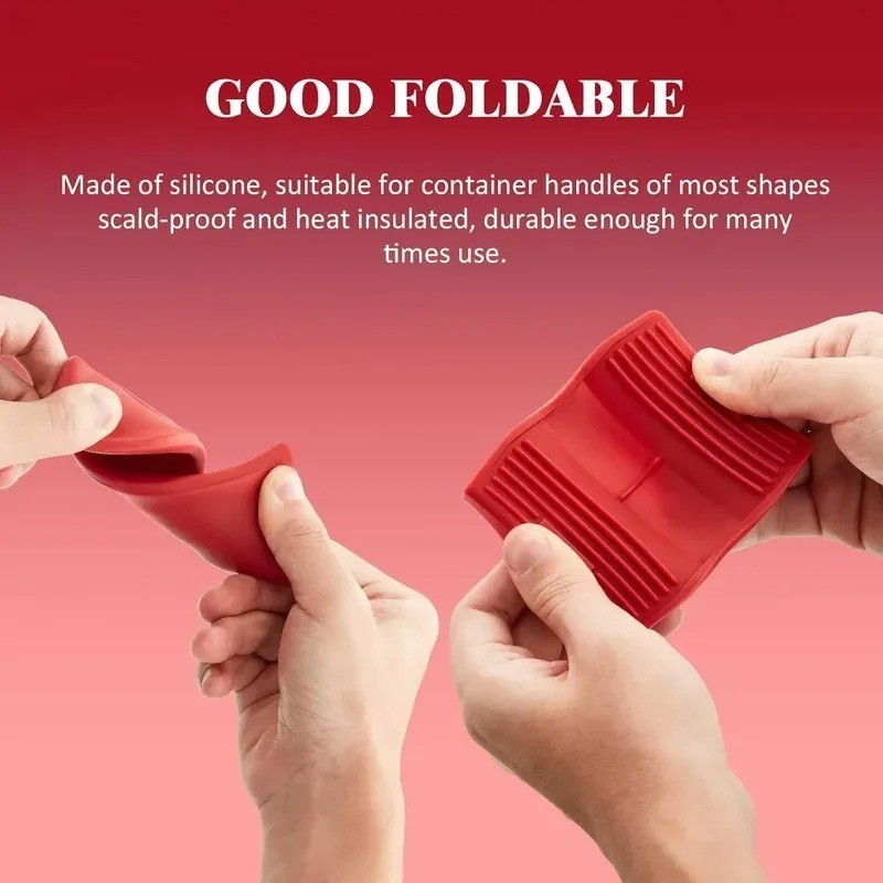 2pcs Silicone Anti-Scald Pot Handle Hot Handle Cover Heat Resistant Pot Clip