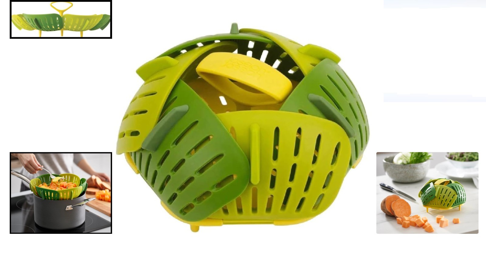 Bloom Folding Steamer Basket for Vegetables, Expandable for Various Pans, Com…