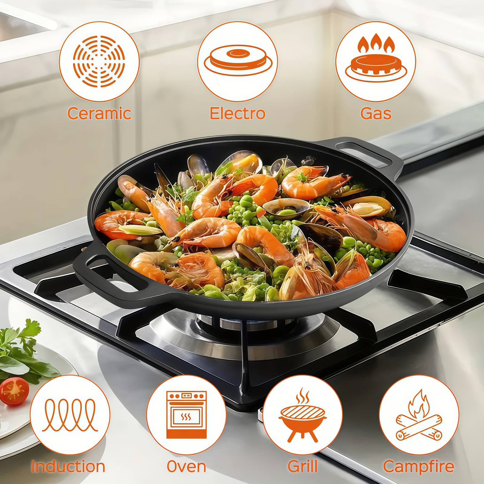 Pre-Seasoned Heavy-Duty Cast Iron Skillet – Non-Stick Pizza Pan & Griddle