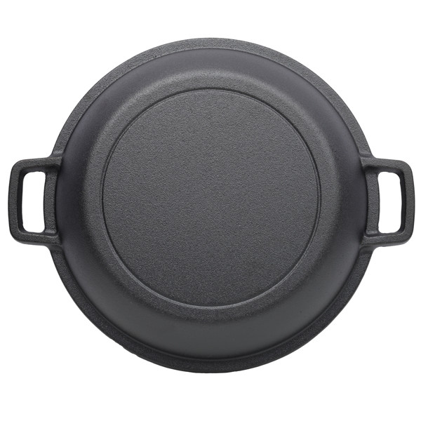 2 in 1 Cast Iron Stock Pot Dual Handles Multi Purpose Braiser with Griddle Lid